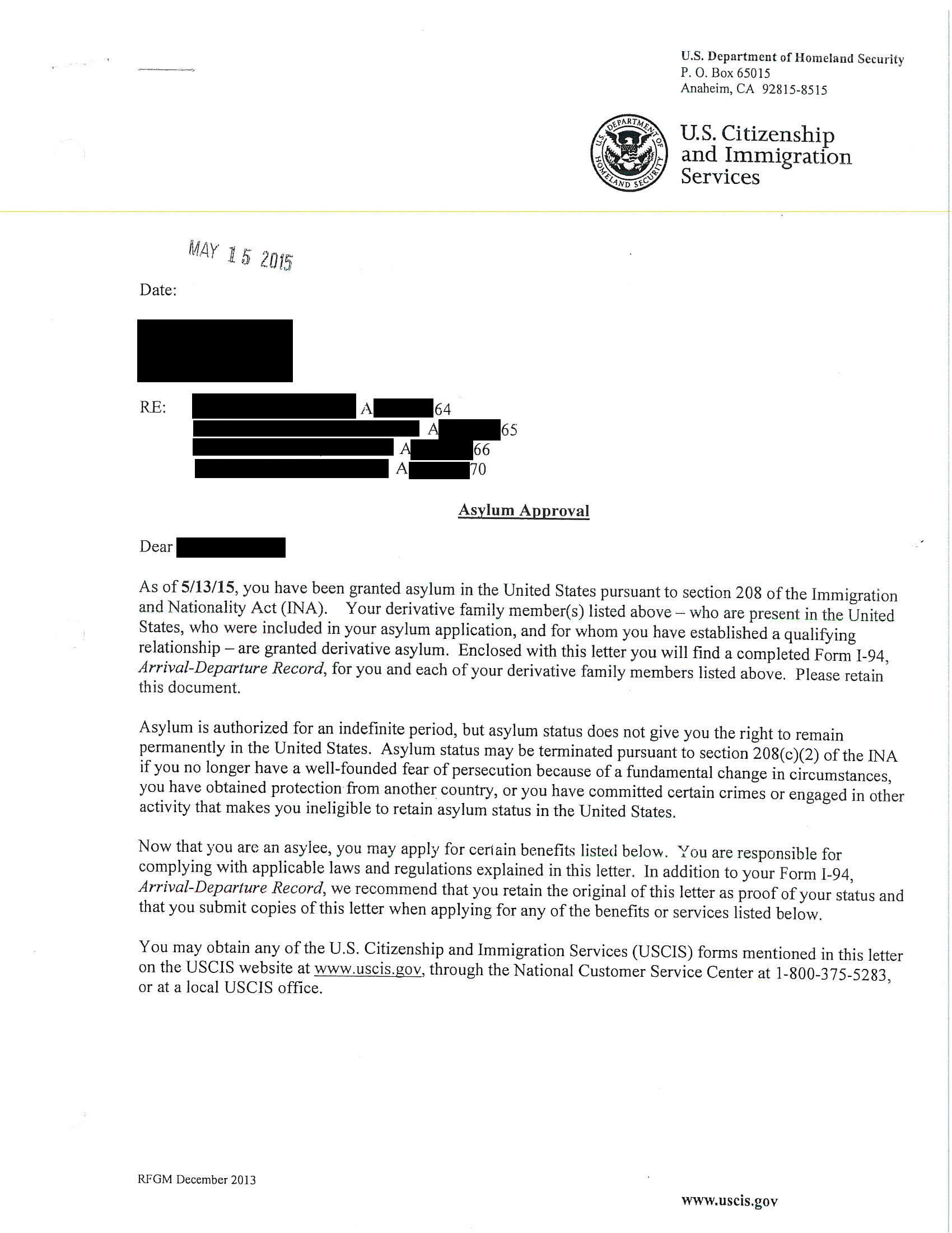 Asylum Seeker Claims Exemption From Inspectorate's Legal Opinion Asylum Seeker Claims Exemption From Inspectorate's Legal Opinion