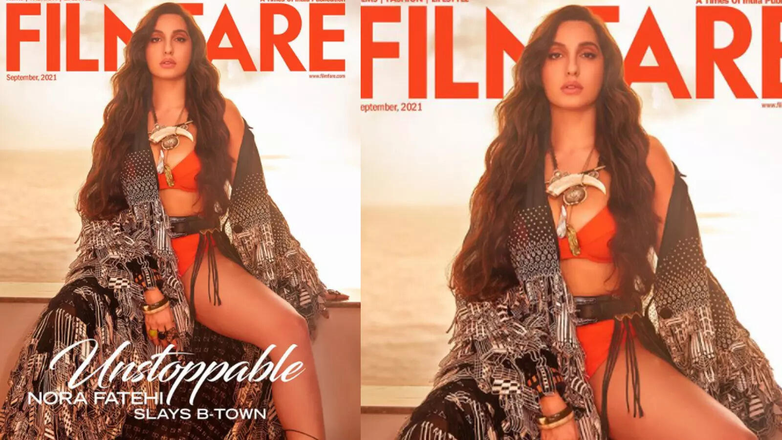 Bollywood's Nora Fatehi Sizzles In A Red Bikini