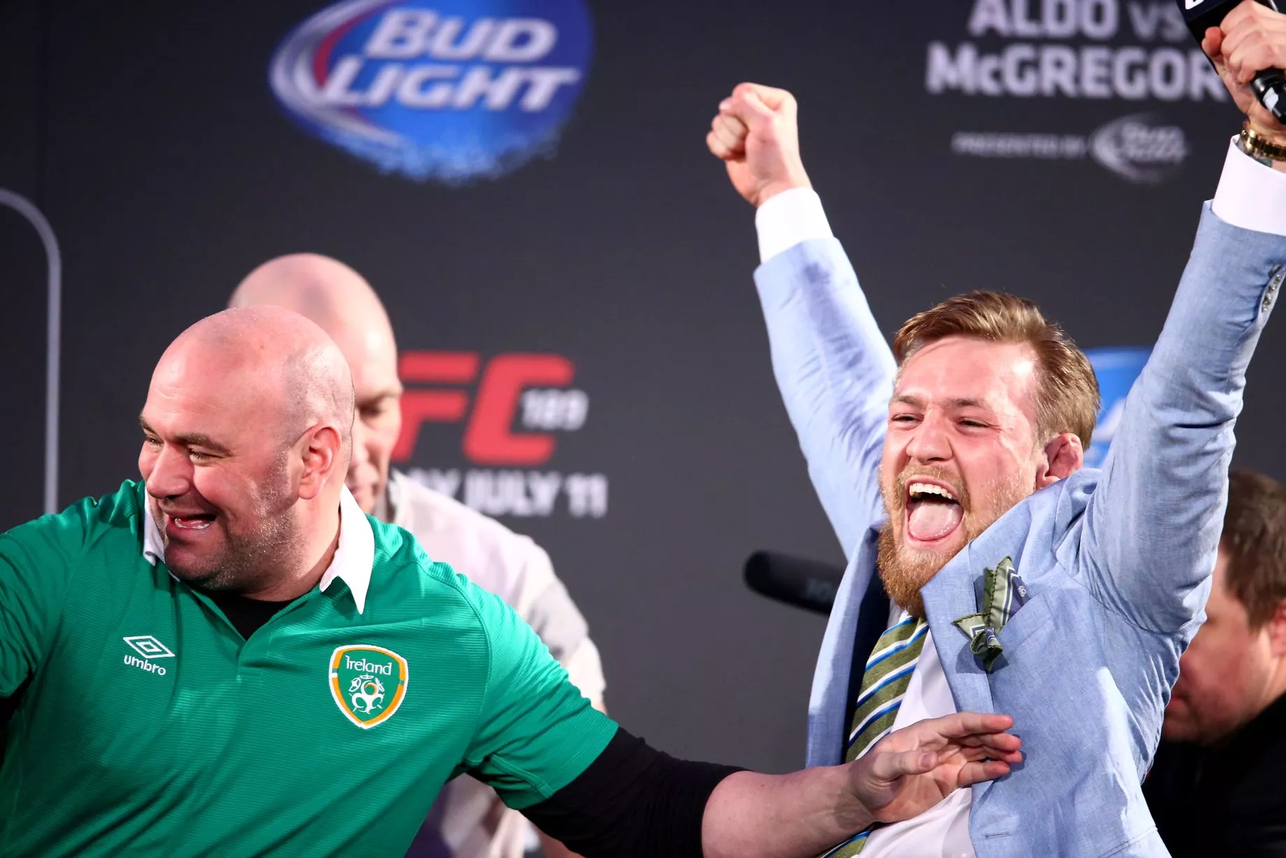Conor McGregor Cheers On BKFC Fighter: A Jose Aldo Press Conference Recreation Conor McGregor Cheers On BKFC Fighter: A Jose Aldo Press Conference Recreation