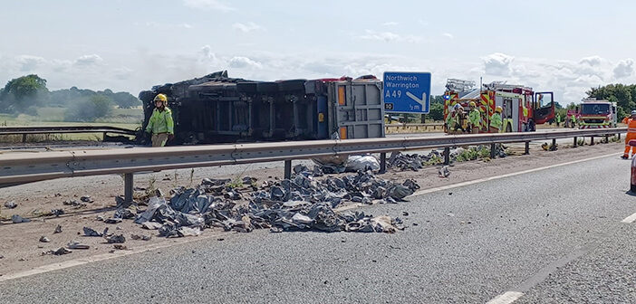 Emergency Services Respond To M56 Crash Involving Overturned Car Emergency Services Respond To M56 Crash Involving Overturned Car