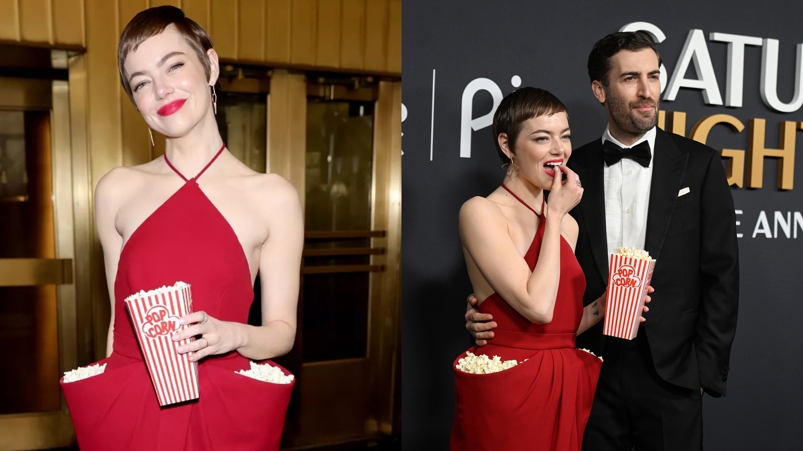 Emma Stone's SNL 50th Anniversary Outfit: Photos Of The Popcorn Dress Emma Stone's SNL 50th Anniversary Outfit: Photos Of The Popcorn Dress