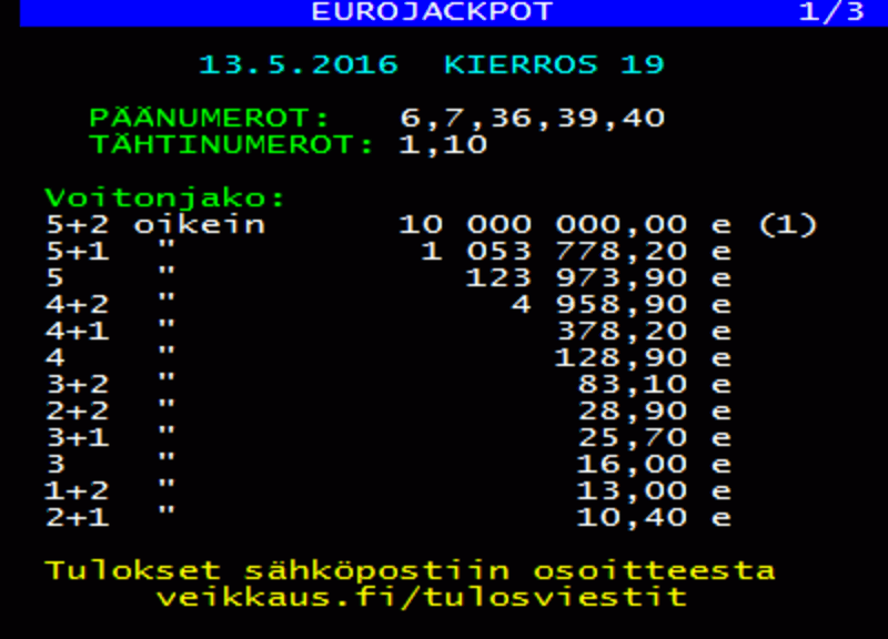 Eurojackpot Voitto: Oikea Rivi Ja Palkinnot Eurojackpot Voitto: Oikea Rivi Ja Palkinnot