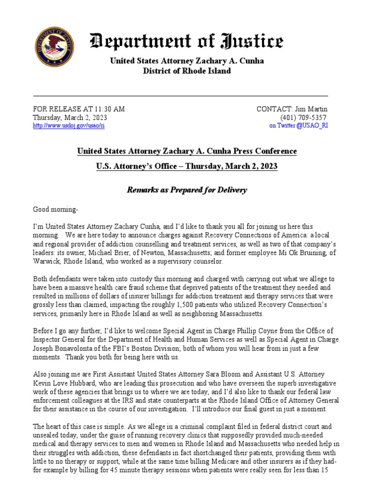 Former US Attorney Zachary Cunha Joins Private Firm Former US Attorney Zachary Cunha Joins Private Firm