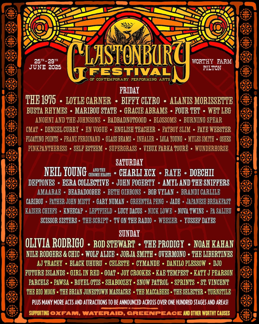 Glastonbury Festival 2025: Full Lineup Announcement - Featuring Olivia Rodrigo And The 1975 Glastonbury Festival 2025: Full Lineup Announcement - Featuring Olivia Rodrigo And The 1975