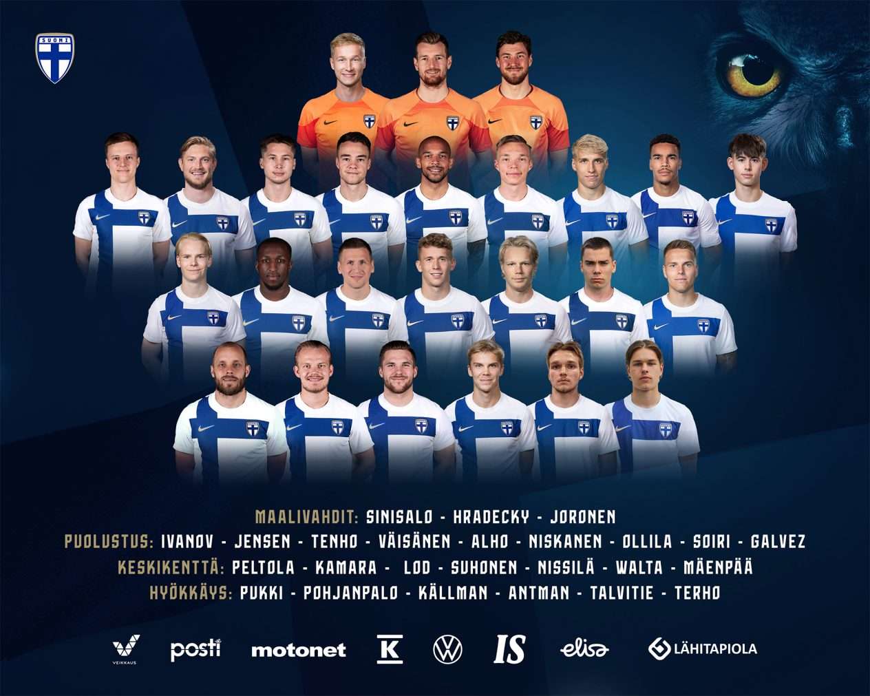 Huuhkajat: Avauskokoonpanossa Kolme Muutosta – Källman Penkille Huuhkajat: Avauskokoonpanossa Kolme Muutosta – Källman Penkille