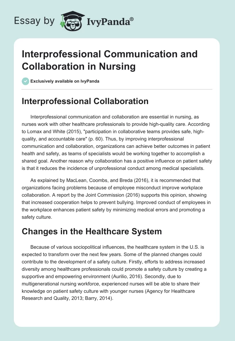 Improving Interprofessional Collaboration: Lessons From A Plastic Glove Project (RCN & Vet Nursing) Improving Interprofessional Collaboration: Lessons From A Plastic Glove Project (RCN & Vet Nursing)