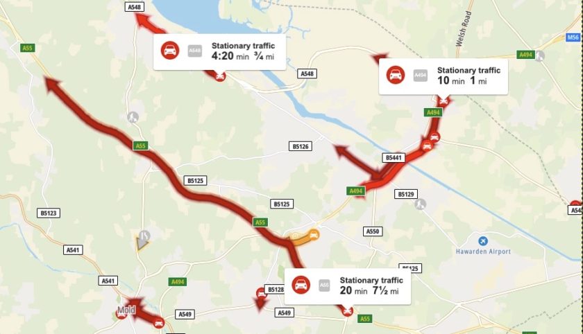 M56 Traffic Delays: Cheshire And Deeside Border Collision