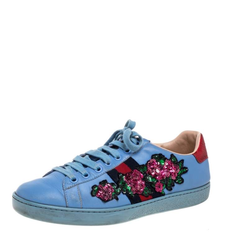 New Gucci Re-Web Blue Denim Women's Sneakers - 838831FAEVU4645 - May 2025 Release