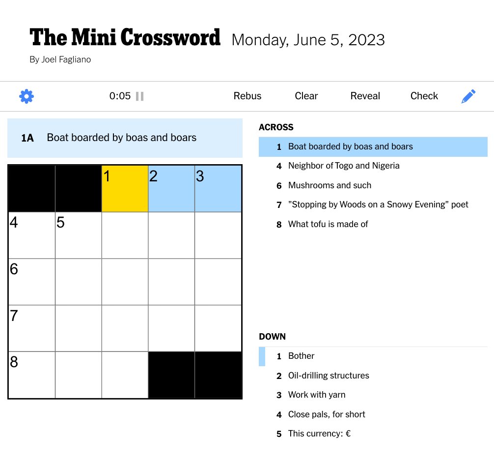 NYT Mini Crossword: Answers For March 13, 2025 NYT Mini Crossword: Answers For March 13, 2025