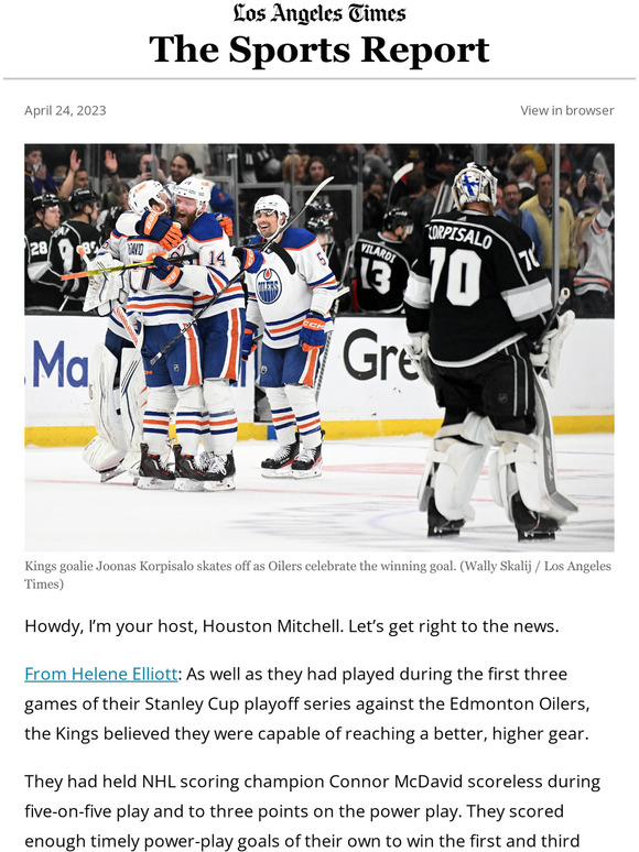 Oilers Beat Kings In Overtime: Series Tied 1-1 Oilers Beat Kings In Overtime: Series Tied 1-1