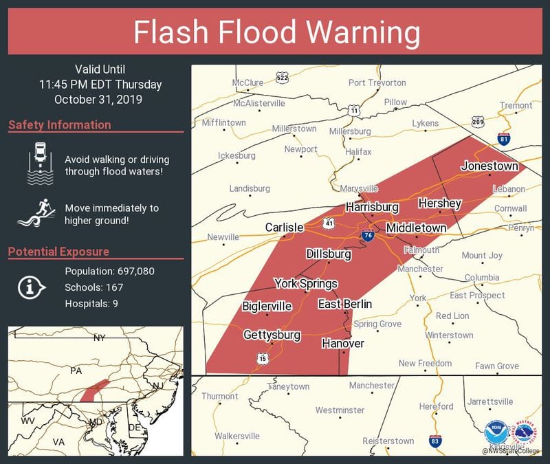 Pennsylvania Flash Flood Warning Extended To Thursday Morning Pennsylvania Flash Flood Warning Extended To Thursday Morning