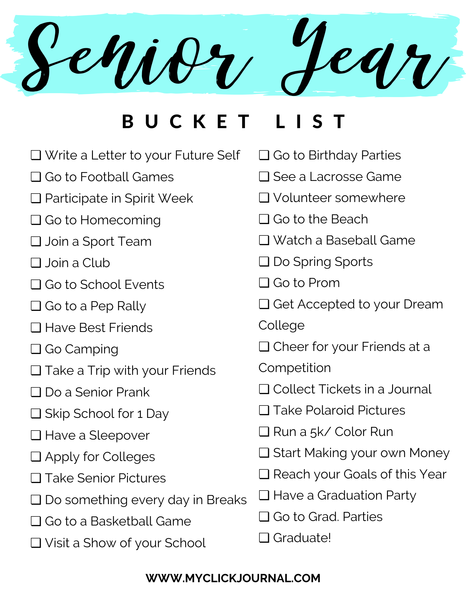 Planning Your Senior Year: A Calendar Of Trips And Events Planning Your Senior Year: A Calendar Of Trips And Events