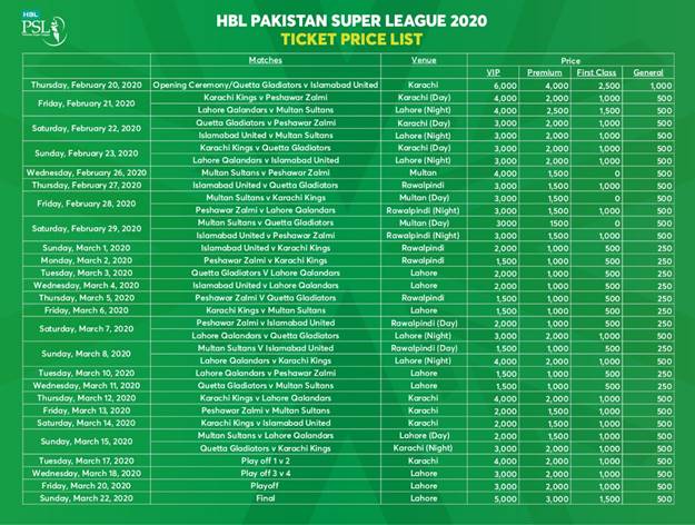 PSL 10 Tickets Available Today: Get Yours Now PSL 10 Tickets Available Today: Get Yours Now