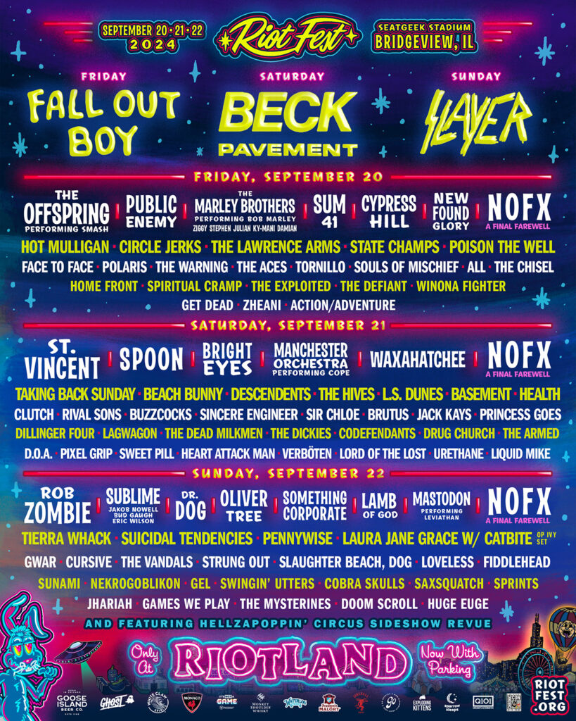 Riot Fest 2025: Full Lineup Announcement - Green Day, Weezer And More Riot Fest 2025: Full Lineup Announcement - Green Day, Weezer And More