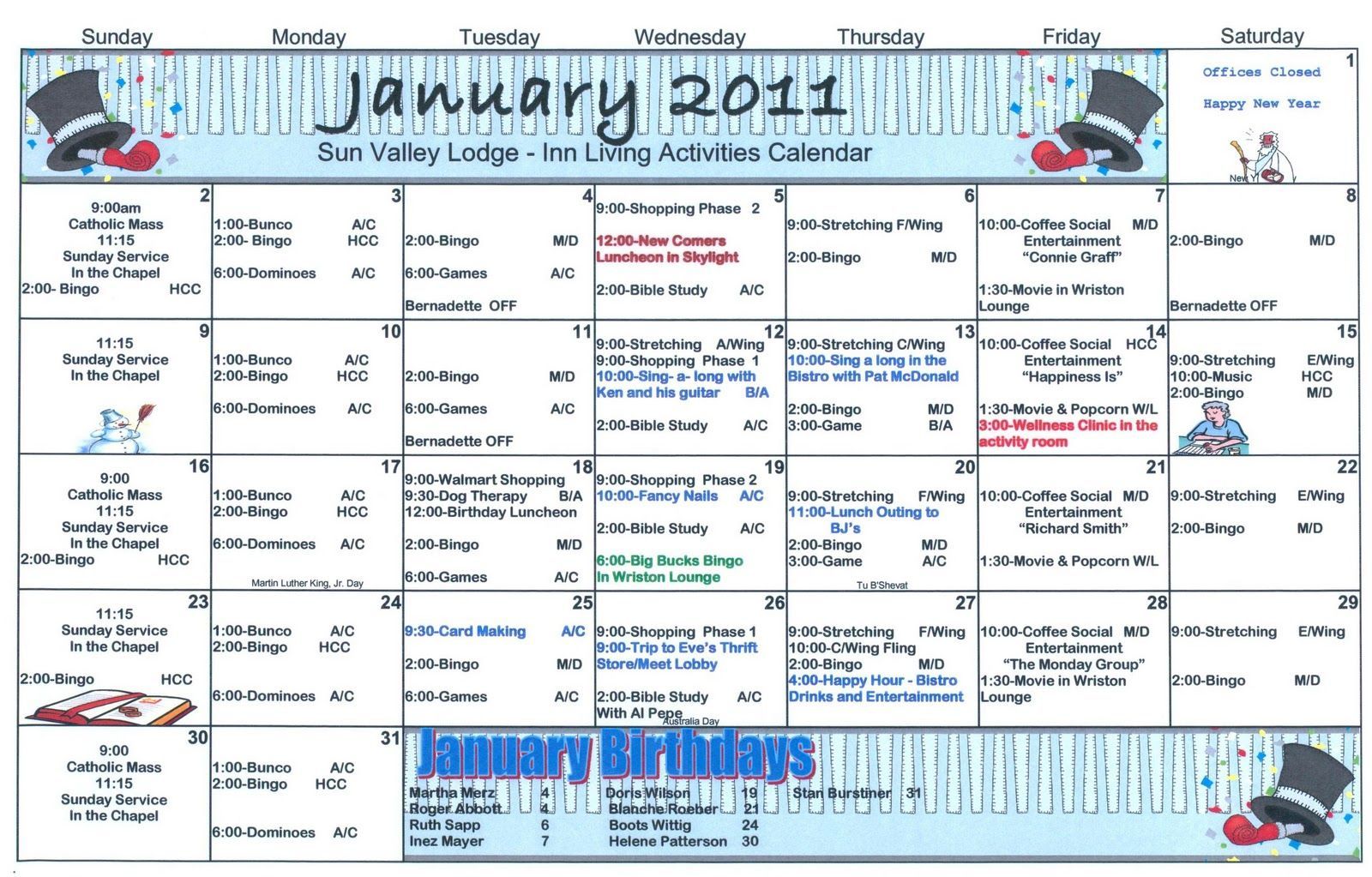 Senior Activities Calendar: Trips & Events Senior Activities Calendar: Trips & Events