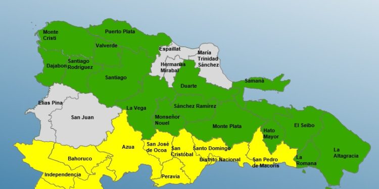 Sistema De Alertas Del COE: 9 Provincias En Amarillo, 5 En Verde Sistema De Alertas Del COE: 9 Provincias En Amarillo, 5 En Verde