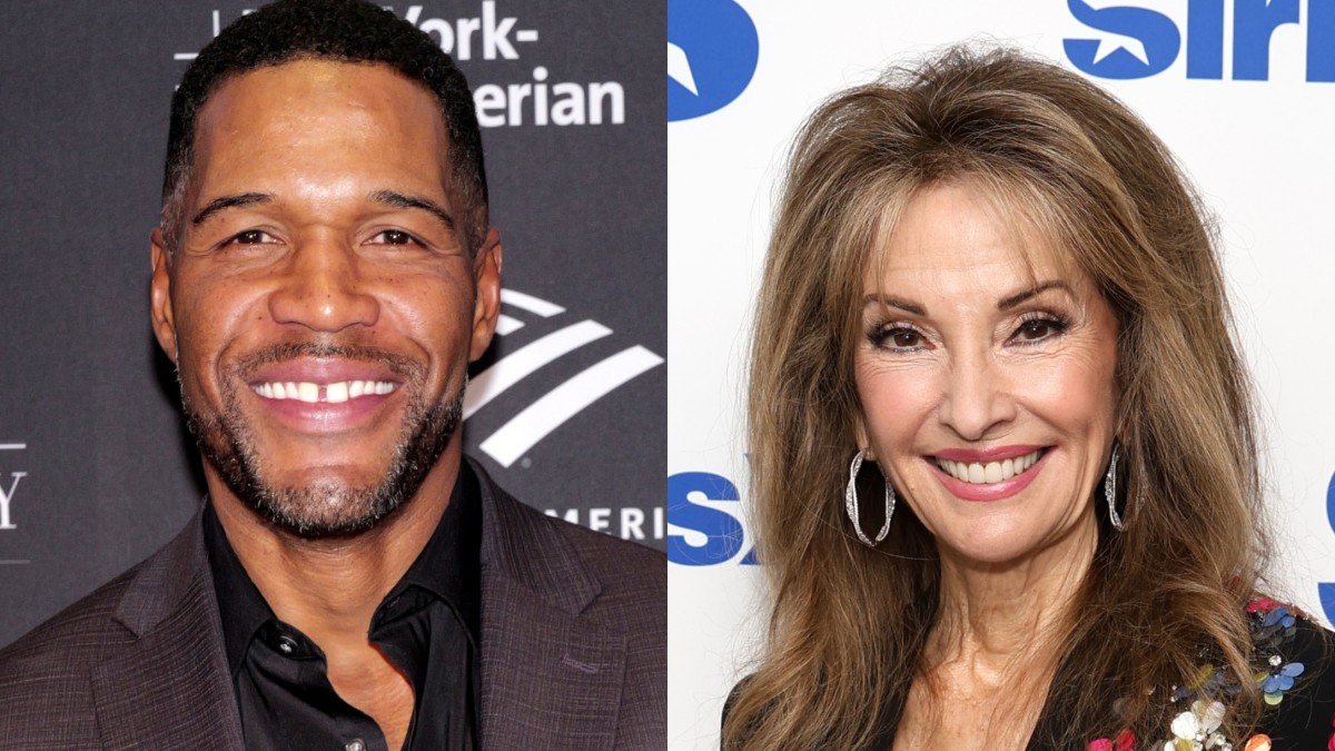 Susan Lucci Splashes Michael Strahan With Water Susan Lucci Splashes Michael Strahan With Water