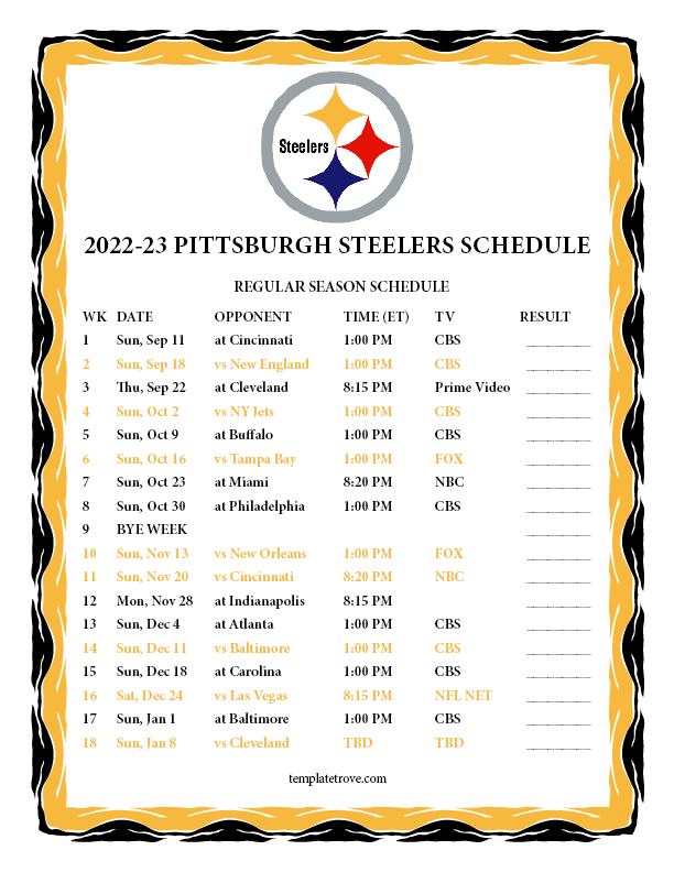 The 2025 Pittsburgh Steelers Schedule: What To Expect The 2025 Pittsburgh Steelers Schedule: What To Expect