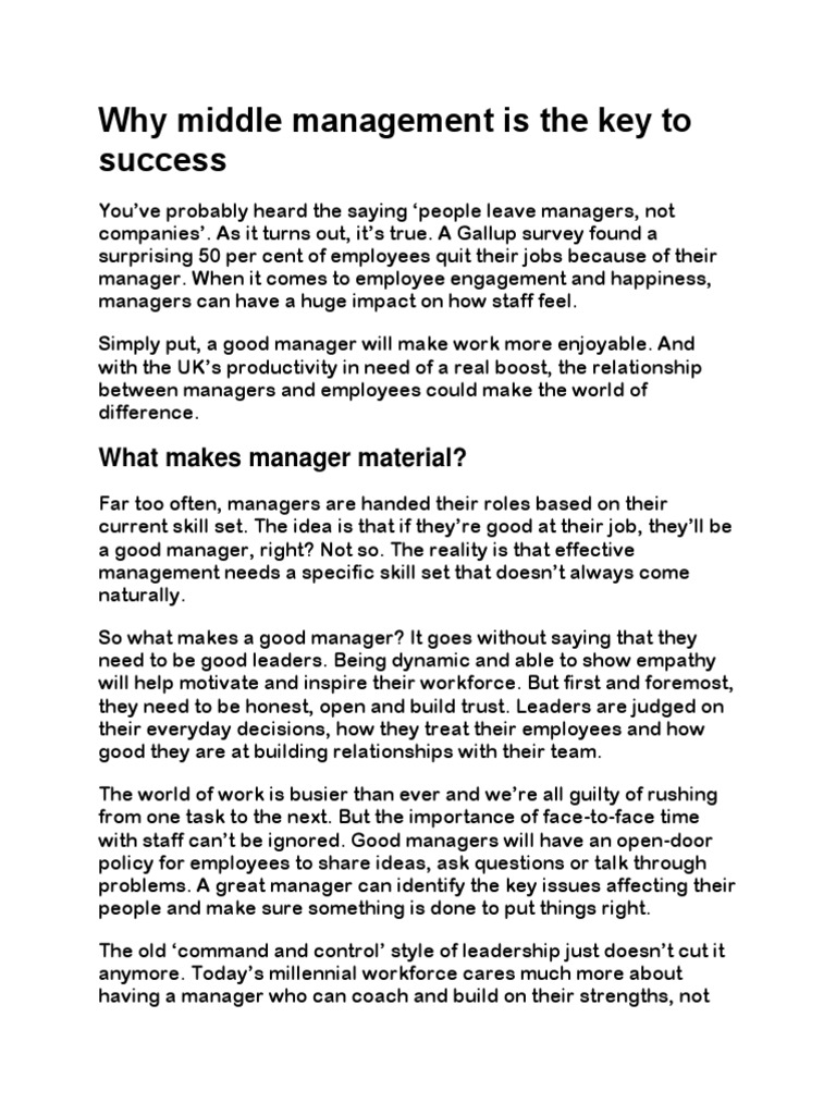 Understanding The Importance Of Middle Management In Today's Workplace Understanding The Importance Of Middle Management In Today's Workplace
